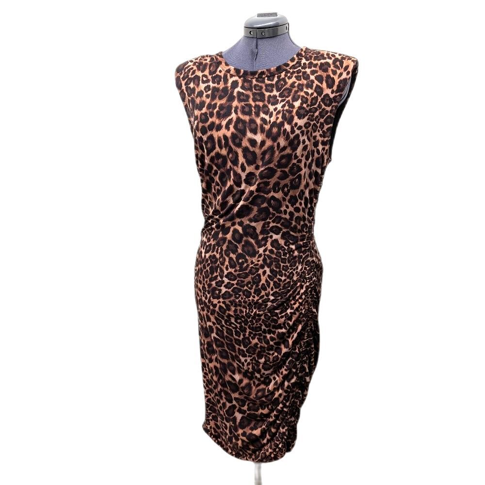 White House Black Market Leopard Print Midi Dress